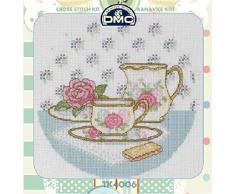 Tuva BoÃ®te Ã coudre en mÃ©tal dÃ©coratif Aida 14 carats DMC en coton avec aiguille, ciseaux, motif