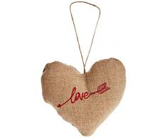 Mopec A730 Coussin Coeur en Toile de Jute brodÃ© Love Multicolore 14,5 x 14 cm