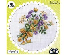 Tuva BoÃ®te Ã coudre en mÃ©tal dÃ©coratif Aida 14 carats DMC en coton avec aiguille, ciseaux, motif