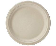 AmazonBasics Assiettes jetables écologiques Compostables et biodégradables Kraft 23 cm Lot de 250