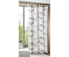 HomeMaison Empreintes de Cercles Voilage Imprimé, Polyester, Taupe, 245x135 cm