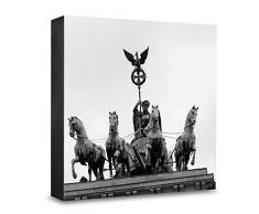COGNOSCO HG-B110 Tableau Mural en Bois avec Photo darchitecture Berlin Quadriga Noir/Blanc 15 x 15 cm
