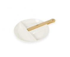 Villa DEste Home Tivoli 2197819 Essential Plat à tarte avec poignée, porcelaine + bambou