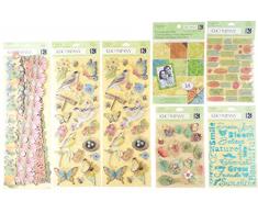 K & Company Susan Winget Nature Lot Tapis de Stickers, Paillettes, Feuilles Grand adhesions, Autocollant Bordures et Panneaux de Particules, Papier, Multicolore