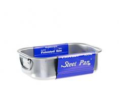 steel pan SP11221 Plat RECTANGULAIRE INOX, Acier Inoxydable, Argent, 20 x 14 x 6 cm