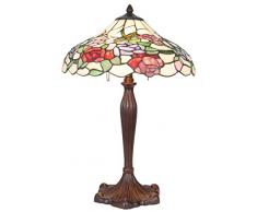 Lumilamp 5LL-5766 Art Deco Tiffany Lampe de Table en Verre Multicolore 40 cm