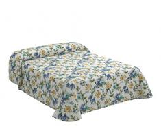 Viantala Sylvia Couvre-lit 104 boutà lit 135, Coton, Bleu et Blanc.