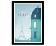 K.Olin Tribu - Affiche PARIS par HENRY RIVERS, Papier, Blanc, 40 x 50 x 1 cm PARIS3C