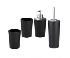 Kela Set de Salle de Bain Marta, 4 Pièces, 1 Distributeur à savon - 2 Gobelets - 1 Brosse WC, Plastique 390218, Noir
