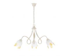 ONLI Lustre 3 lumiÃ¨res en mÃ©tal ivoire dÃ©poli or avec callas en verre satinÃ© dÃ©gradÃ© ambre