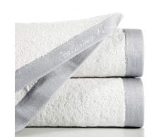 Eurofirany Lot de 3 Serviettes de Toilette en Coton avec Impression Bicolore, Simple et Sobre en Tissu éponge, 70 x 140 cm