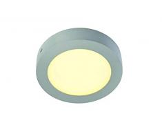 SLV Plafonnier LED Applique Murale senser, rond, 10 W, SMD, 3000 K, gris argenté 162943