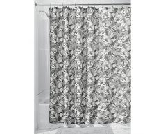 iDesign Rideau de Douche en Tissu Souple Daphne, InterDesign-183 cm x 183 cm, 100% Polyester, Gris Multi