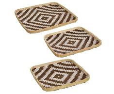 Dcasa Lot de 3 centres de Table en Bambou décoratifs Meubles Autocollants décoration de la Maison Unisexe Adulte, Multicolore (Multicolore), Unique