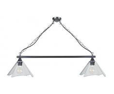 Tosel 20995 Lustre Billard 2 Lumière, Acier, E27, 40 W, Noir, 70 x 60 cm