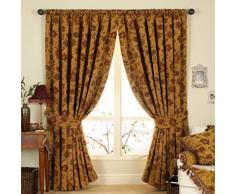 Rideaux plissés à Motif Floral, Jacquard, entièrement doublés, prêts à lEmploi, par Zurich, doré, 66 x 90-inch