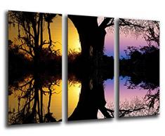 Tableau Moderne Photographique, Impression sur bois, Double coucher de soleil, Nature, 97 x 62 cm, ref. 26074