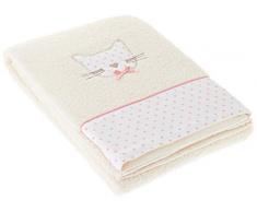 Lasa Home Drap de Bain 70x140, Collection Cats, Beige Coton, 70x140x1 cm