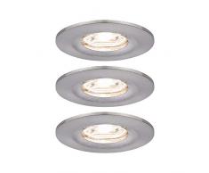 Paulmann 94301 Nova Mini Spot LED encastrable rond rigide en aluminium brossé Blanc chaud 2700 K 12 W 3 x 4 W