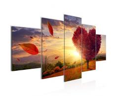 Tableau decoration murale Coeur darbre dautomne 200 x 100 cm - XXL Impression sur Toile Salon Appartment 5 Parties - prêt à accrocher - 605851a