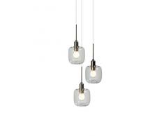 SP Light and Design Diva Suspension triple Structure dorée Verre transparent Suspension 4 W