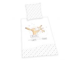 Herding DEVINE COMBIEN JE TAIME Parure de Lit Réversible, Housse de Couette 135 x 200 cm, Taie Doreiller 80 x 80 cm, Flanelle