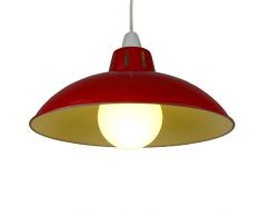 Loxton Lighting Suspension en métal industriel/Factory Abat-jour avec entonnoir Forme en argent, Acier, Argent/clair, Acier, Red, 12.5 x 30 cm