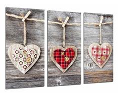 Tableau Moderne Photographique, Impression sur bois, CÅurs de décoration romantique originale en bois, 97 x 62 cm, ref. 26973