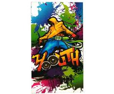 Miracle Home Serviette de Plage en Microfibre Motif Graphique Multicolore 75 x 145 cm