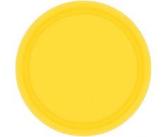 Amscan Assiettes rondes jetables, Papier, jaune, 9