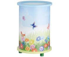 Elobra Lampe de table en bois pour enfant Motif fleurs Blanc 40 W