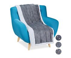Relaxdays 10029495_492 Couverture Polaire, Points dorés, Couette Douce avec Apparence en Laine dâAgneau, Double, 150x200 cm, Polyester, Gris, 1