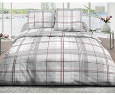 Le linge de Jules Parure Drap Plat + Drap-Housse 140x190 + 2 T - Pur Coton 57 Fils - Bristol Rose