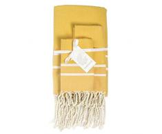 Moorish Idol - Ensemble de Serviettes Salle de Bain- 100cm x 200cm- Jaune Safran/Blanc