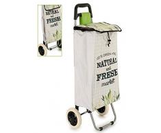 AR Chariot de Courses à 2 Roues, écru/Vert, 96 x 35 x 28 cm