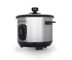 Orbegozo CO 3025 Cuiseur à riz et vapeur 1 litre, corps en acier inoxydable, casserole en aluminium antiadhésif, couvercle en verre trempé, 400 W de puissance