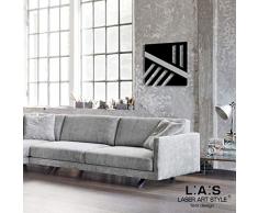 L:A:S Laser Art Style Tableau Abstrait Moderne pour Salon, Bois, Noir Ciment, 60 x 60 cm