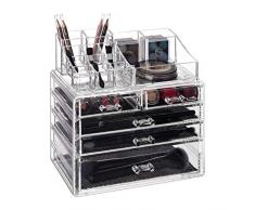 relaxdays 10025097_50 Organiseur de Maquillage 5 tiroirs, Make-Up, Rangement Bijoux cosmÃ©tiques Boite Couvercle, Transparent