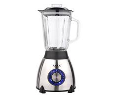 Jocca Mixeur à pot, argenté/550 W/1,5 litres/Contre de vitesse avec LED. / 2 vitesses et mode Turbo / 4 lames en acier inoxydable.
