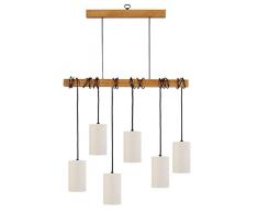 Tosel 21061 Lustre 6 LumiÃ¨res, Bois, E14, 40 W, Noir, 80 x 180 cm