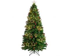 WeRChristmas Sapin de Noël en Fibre Optique avec étoiles LED, Vert, 5 ft/1.5m