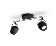 Philips myLiving 2 spots Rivano LED noirs en mÃ©tal, 4,3 W et 430 lumens par spot Ã©quivalent Ã 37 W en incandescence, lumiÃ¨re blanche chaude