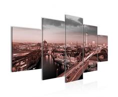 Tableau decoration murale Ville de Berlin 150 x 100 cm XXL Impression sur Toile Salon Appartment Rose 5 Parties - prÃªt Ã accrocher 605153b