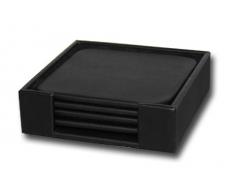 Dacasso carrÃ© Classique Ensemble de Dessous de Verre avec Support, Noir