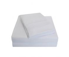 QualitÃ© supÃ©rieure Ultra Doux Poids lÃ©ger rÃ©sistant aux Rides de lit avec Broderie Peaks dans Un Coffret Cadeau, 100% Microfibre brossÃ©, Blanc, Double, Lot de 3