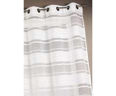 Home Maison HM6904299 Voilage Ã Rayures Horizontales Jacquard Polyester Ivoire 140 x 240 cm