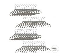 Relaxdays 10024664_753 velours, Set de 50, AntidÃ©rapant, Cintres pantalon, Traverse costumes, Crochet 360, gris, fer, 23 x 41,5 x 0,6cm