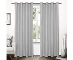 Exclusif Home Rideaux en Tweed Lin texturÃ© tissÃ© occultant Grommet Top fenÃªtre Panneau de Rideau, Gris Tourterelle, 52Â x 243,8Â cm, Lot de 2