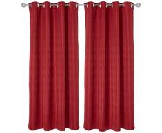 Deconovo Rideau occultant à Åillets en Polyester pour Chambre à Coucher Rouge 175 x 140 cm