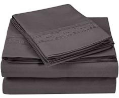 Qualité supérieure Ultra Doux Poids léger résistant aux Rides de lit avec Broderie Regal dans Un Coffret Cadeau, 100% Microfibre brossé, Gris Anthracite, Californie King Size, 4 pièces